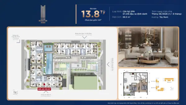 Căn hộ 2PN 68M2 Giá 13.8 tỷ